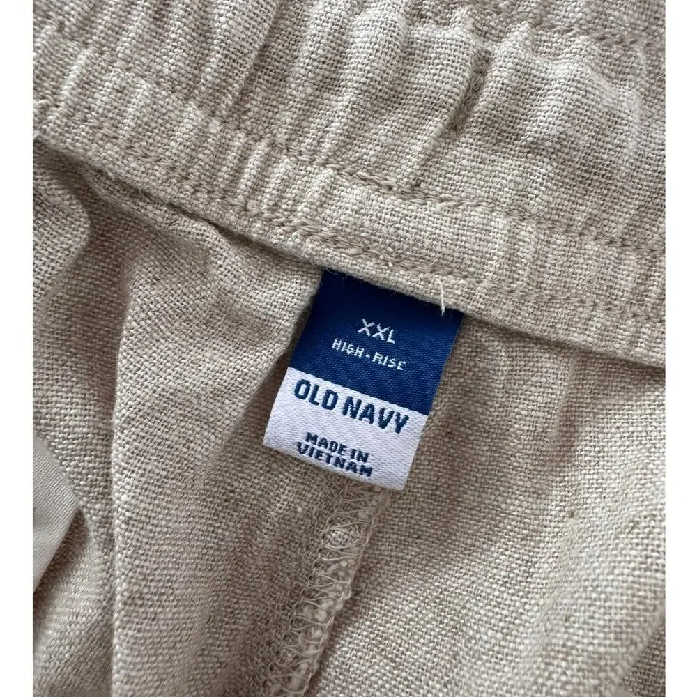 Old Navy Womens High Rise XXL Beige Linen Rayon Shorts